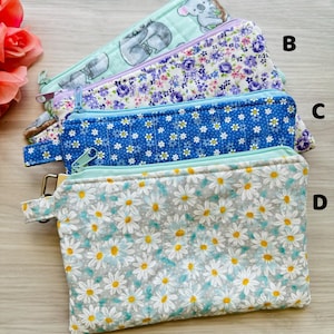 zipper pouch wristlets, quilted pouch handmade, small purse organizer,