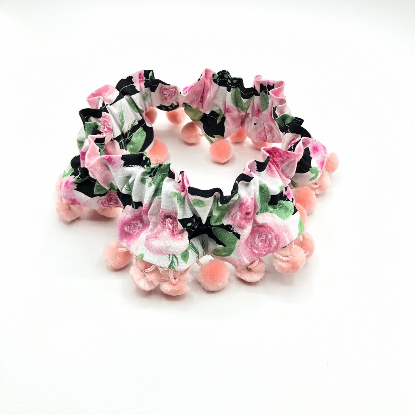 New Dog Ruffle Collar Black & Pink Floral Dog Scrunchie Etsy