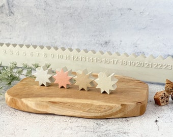 Concrete Advent bar, perpetual grey advent calendar with star, star colour gold, rose gold, grey or silver