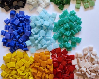 TESSERE vetro VETROSE MOSAICO 1x1 cm hobby lavoretti scolastici decorazione fai da te rosso arancio rosa verde azzurro bianco nero