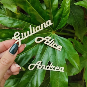 PLACEHOLDER 5 piezas NOMBRE PERSONALIZADO nombres escritos de madera cortados con láser para invitados a bodas, fiestas de mesa, etiquetas
