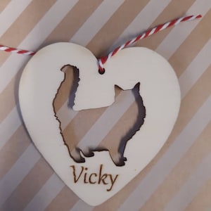 PALLINA palla NATALE in legno con sagoma nome GATTO idea regalo chiudipacco decorazione albero personalizzata decorazioni ornamenti