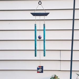 Grateful Dead Handmade Wind Chime Colorful Hippie Yard Decor Cool Unique Outdoor Music Art Gift Stealie Lightning Bolt Deadhead Decor
