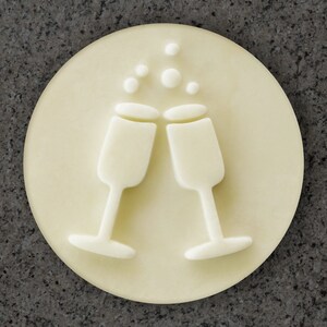 Two Toasting Glasses, New Year&#39;s Cookie Stamps, Wedding Celebration Cookie Stamp