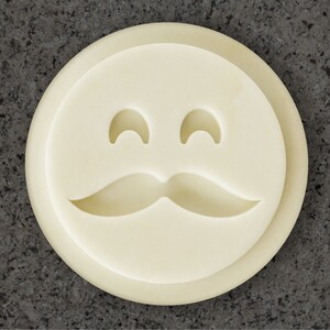 Emoji Cookie Stamp - Happy Emoji Cookie Stamp - Emoji Smiley with Mustache