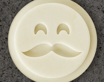 Emoji Cookie Stamp - Happy Emoji Cookie Stamp - Emoji Smiley with Mustache