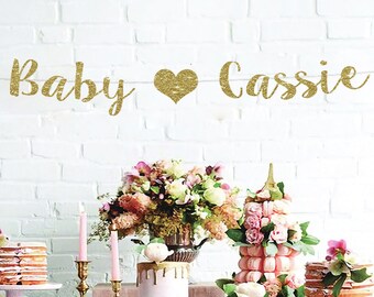 Custom Glitter Baby Shower Banner: Personalized Girl Decoration