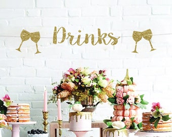 Glitter Drinks Banner: Wedding Bar Decor