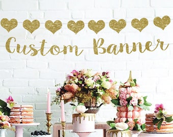 Custom banner, gold banner, baby shower banner, party banner, custom party banner, personalized banner, custom sign, personalized name