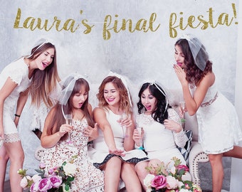 Glitter Bachelorette Party Banner: Future Mrs, Final Fiesta, Custom Name