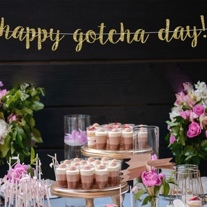Happy Gotcha Day Glitter Banner: Adoption Celebration Decor