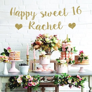 Custom Sweet 16 Cardstock Banner: 16th Birthday Party Decor