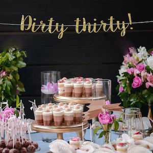 30th birthday banner dirty thirty banner 30th birthday party 30 party decoration hello 30 gold banner birthday decoration 30th birthday sign