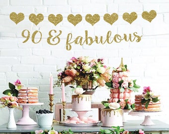 90th birthday 90 birthday banner 90th birthday for her 90th birthday decorations 90 and fabulous banner 90 birthday decor 90 birthday party