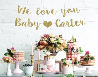 Glitter Baby Shower Banner: Personalized Baby Name Decoration