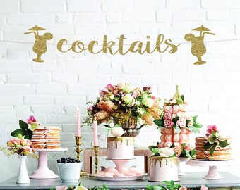 Glitter Cocktails Banner: Bachelorette, Bridal Shower, Party Decor