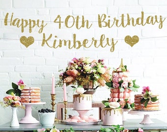 Happy 40th Birthday Banner 40th Birthday Decoration 40th Birthday Party 40 Birthday 40th Birthday Banner 40 Party Decoration 40 Party Decor