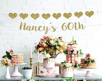 60th Birthday Glitter Banner: Custom Party Decorations