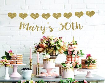 30th Birthday Glitter Banner: Custom Name Party Decor