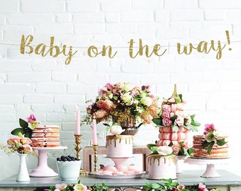 Baby on the way banner baby on the way sign announcement pregnancy sign we're expecting baby shower decor pregnancy banner gender reveal