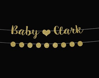 Personalized Glitter Baby Shower Banner: Last Name Banner