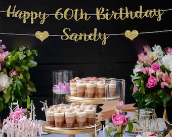 Glitter 60th Birthday Banner: Personalized Party Decoration
