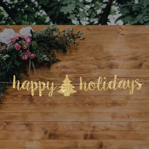 Glitter Cardstock Christmas Banner: Merry Christmas, Happy Holidays
