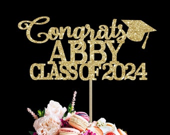 Graduation cake topper custom cake topper class of 2024 gold cake topper graduation party graduation decoration congrats topper grad party