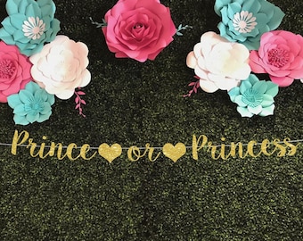 Prince or princess gender reveal banner, boy or girl banner, gender reveal ideas, gender reveal decorations, gender reveal sign