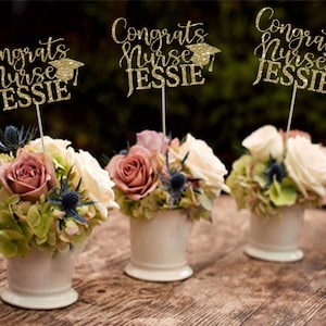 Graduation centerpiece custom centerpiece class of 2025 gold centerpiece graduation party grad decor congrats nurse custom grad party decor
