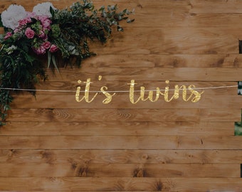 Glitter Twins Baby Shower Banner: Oh Babies, It's Twins