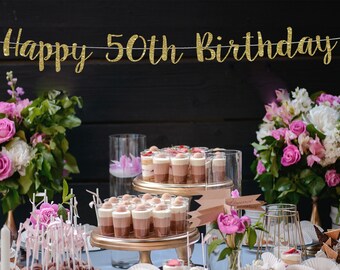 Glitter 50th Birthday Banner: Custom Party Decoration