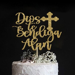 Dios te bendiga cake topper god bless cake topper spanish cake topper, baptism cake topper, baptism decorations, christening cake topper