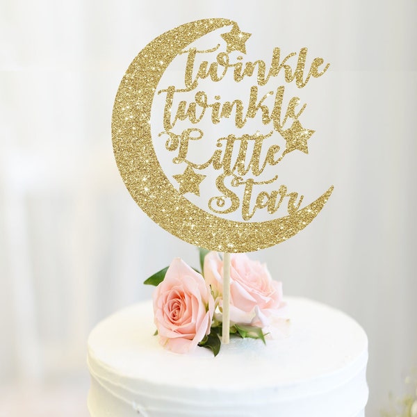 Twinkle twinkle little star cake topper baby shower decoration moon and stars baby shower decor moon cake topper gender reveal party