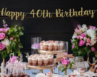 Happy 40th Birthday Banner Personalized, 40th Birthday Party