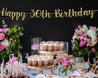 Glitter 30th Birthday Banner: Customizable Party Decoration