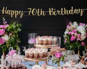Glitter 70th Birthday Banner: Customizable Party Decoration