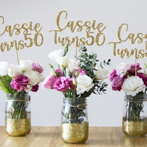 50th birthday centerpieces 50th centerpieces 50th birthday party 50th birthday decor gold turns 50 decorations 50th party decor