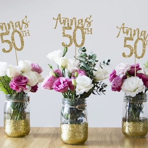 50th birthday centerpieces 50th centerpieces 50th birthday party 50th birthday decor gold 50th birthday party decorations 50th party decor