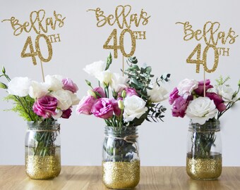 40th birthday centerpieces 40th centerpieces 40th birthday party 40th birthday decor gold 40th birthday party decorations 40th party decor