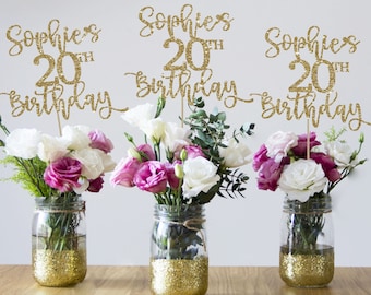 20th birthday centerpieces 20th centerpieces 20th birthday party 20th birthday decor gold 20th birthday party decorations 20th party decor