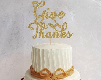 Gyufise 24 Stück Give Thanks Cupcake Topper – Gold Glitter, Herbst-Deko Für Thanksgiving, Friendsgiving, 7,1x10,9 Cm