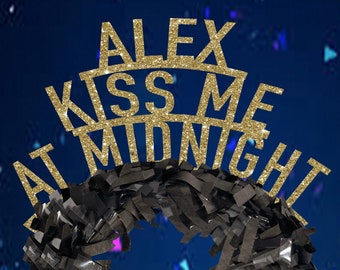 Personalized New Year Headband: Kiss Me at Midnight NYE Party Crown