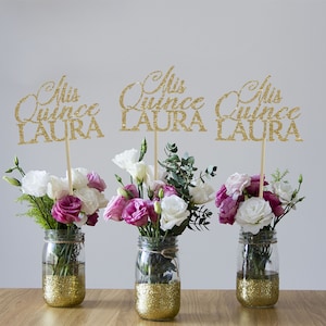 Mis quince centerpieces, personalized 15 centerpiece, quinceañera centerpiece, mis quince party decorations, fifteenth birthday centerpiece