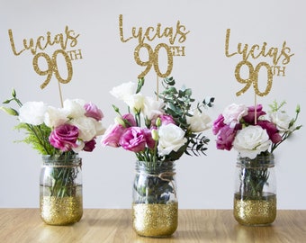 BLACK // GOLD FOIL BALLOON DISPLAY-TABLE CENTREPIECE AGE 90 90TH BIRTHDAY