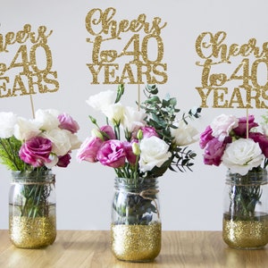 40th birthday centerpieces cheers to 40 years 40th birthday party 40th birthday decor gold 40th birthday party decorations 40th party decor