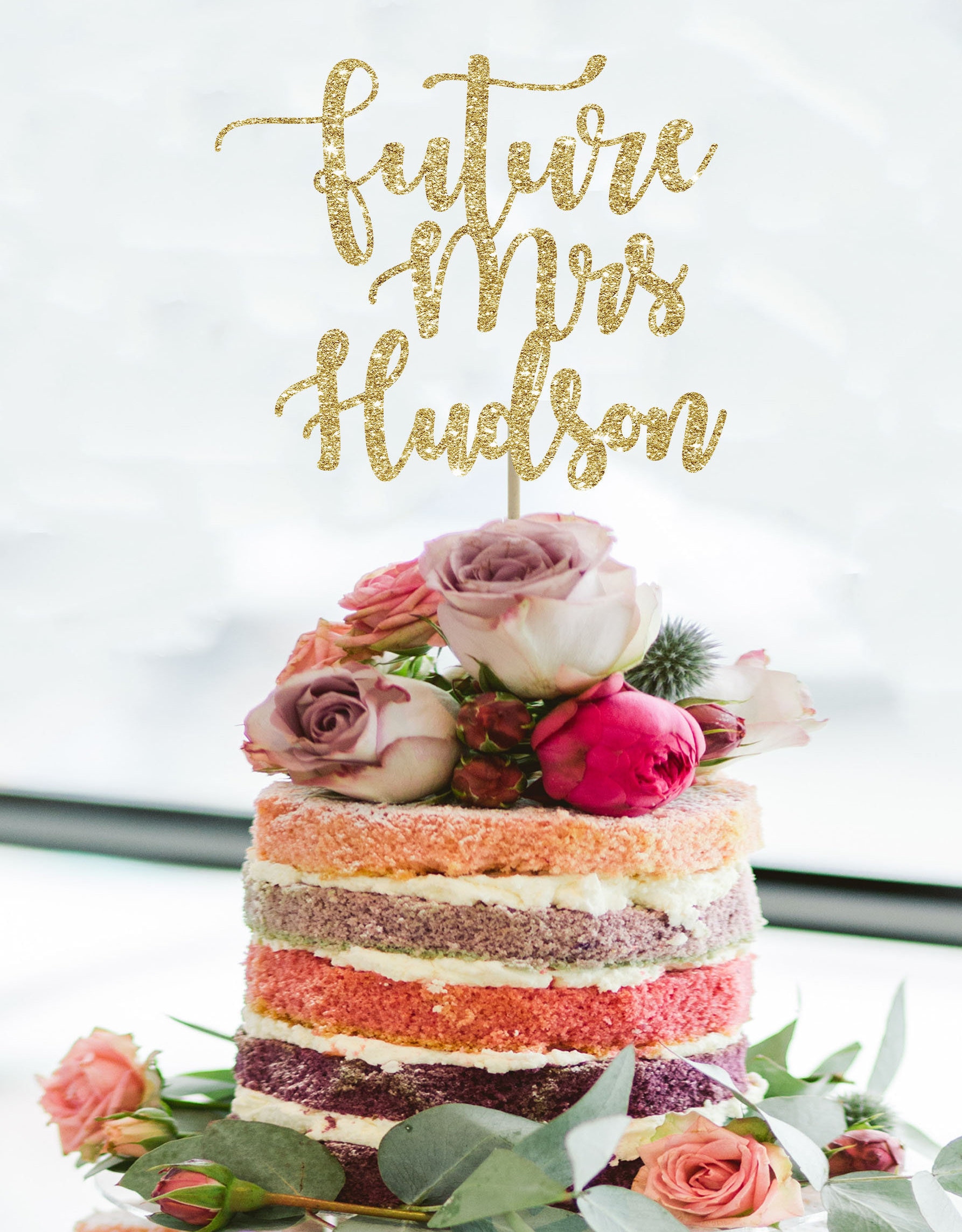 Future mrs cake topper future mrs cake topper gold personalized weddi…
