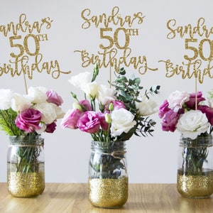 50th birthday centerpieces 50th centerpieces 50th birthday party 50th birthday decor gold 50th birthday party decorations 50th party decor image 1