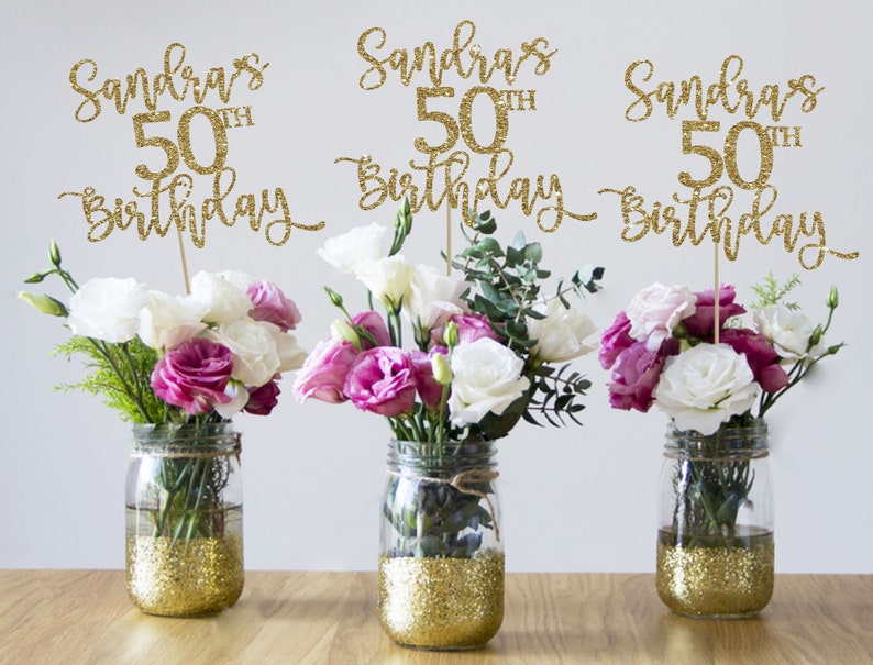 50th birthday centerpieces 50th centerpieces 50th birthday party 50th birthday decor gold 50th birthday party decorations 50th party decor image 1