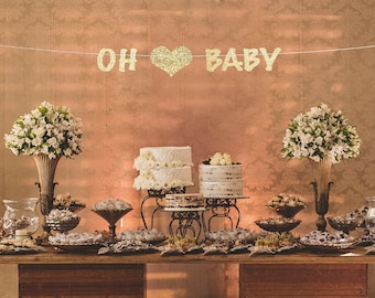 oh baby banner, oh baby garland, baby shower banner, baby banner, baby shower decor, gold baby shower decor, oh baby sign